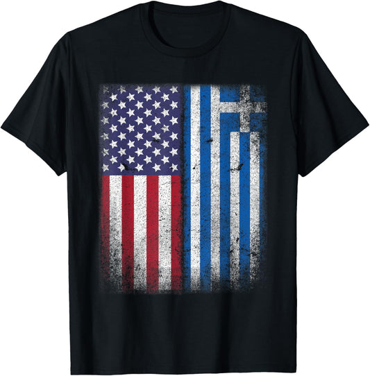 American Greek Flag Usa Heritage Greece Half Root Dna Combo