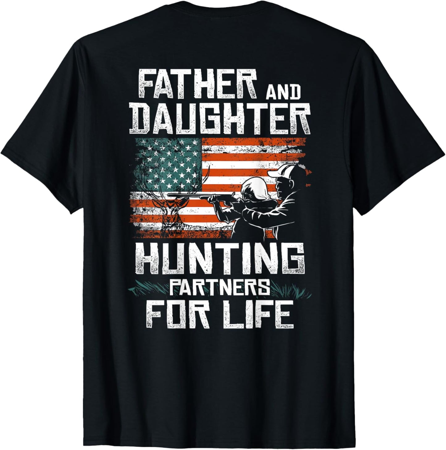Father Daughter Hunting Partners American Flag On The Back