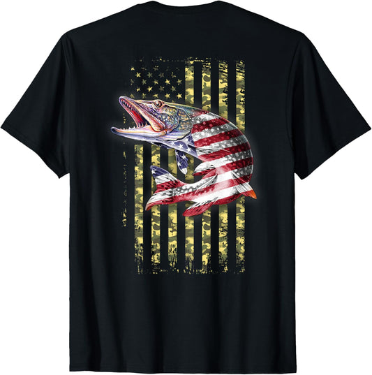 Northern Pike Fishing American Camo Usa Flag For Fisherman