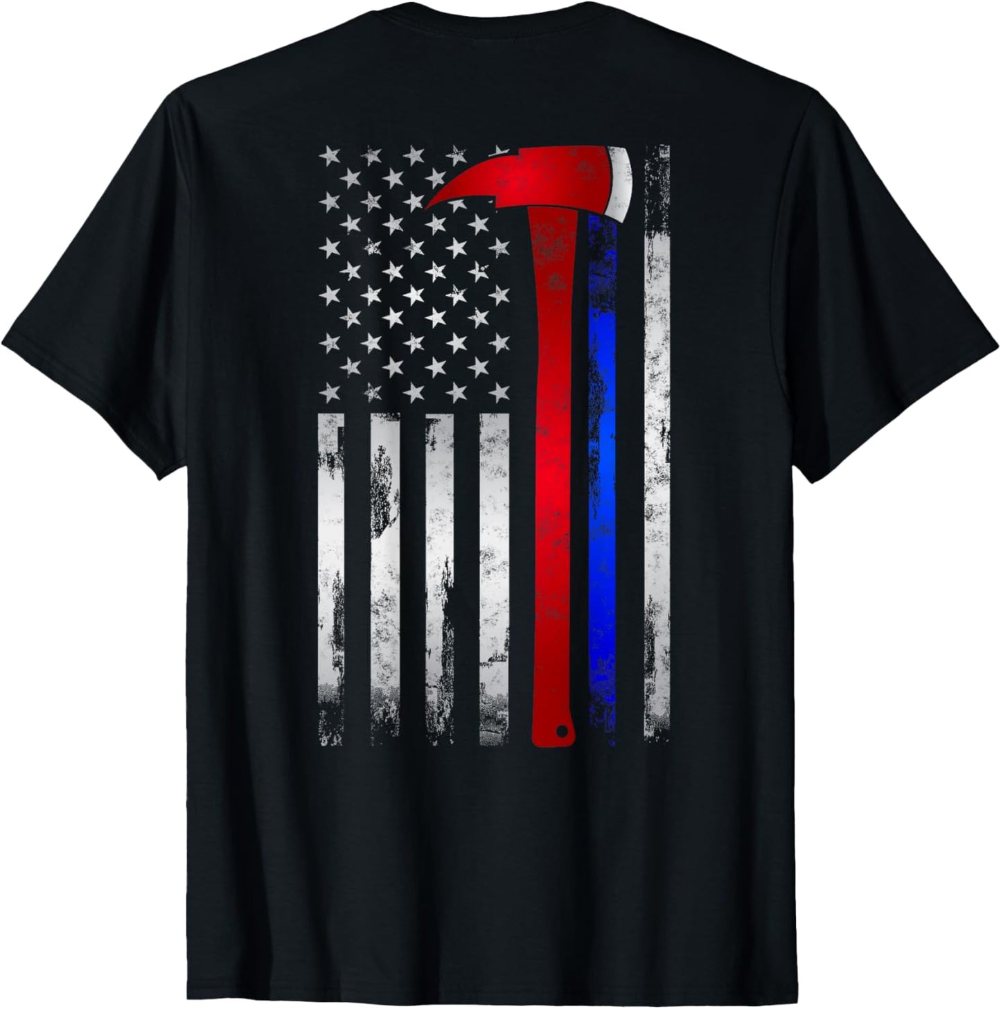 Thin Red Blue Line American Flag Axe Gift Firefighter Police