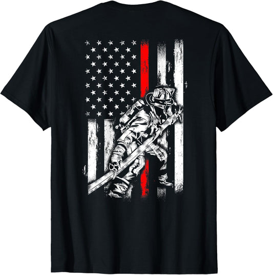 Firefighter Red Us Patriotic Funny Fireman American Flag