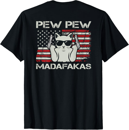 Vintage Cats Pew Pew Madafakas Usa Funny Cat Lover On Back