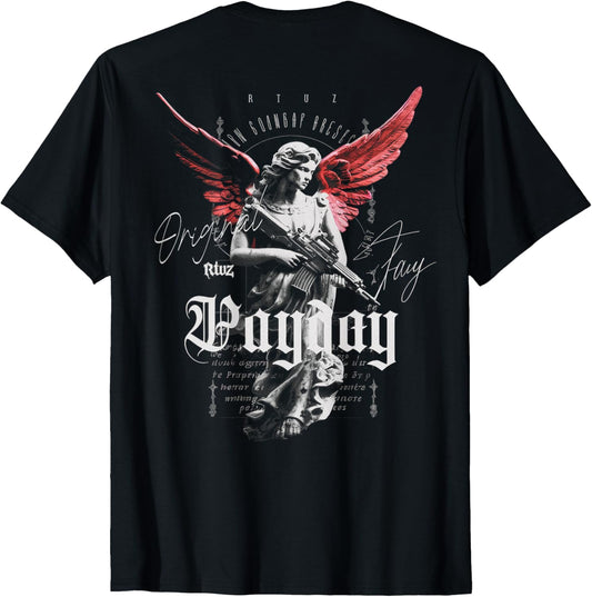 RTUZ Hip Hop Vintage Edgy Urban Y2K Back Print T-Shirt - Unisex-Adults-Kids, Black, Small