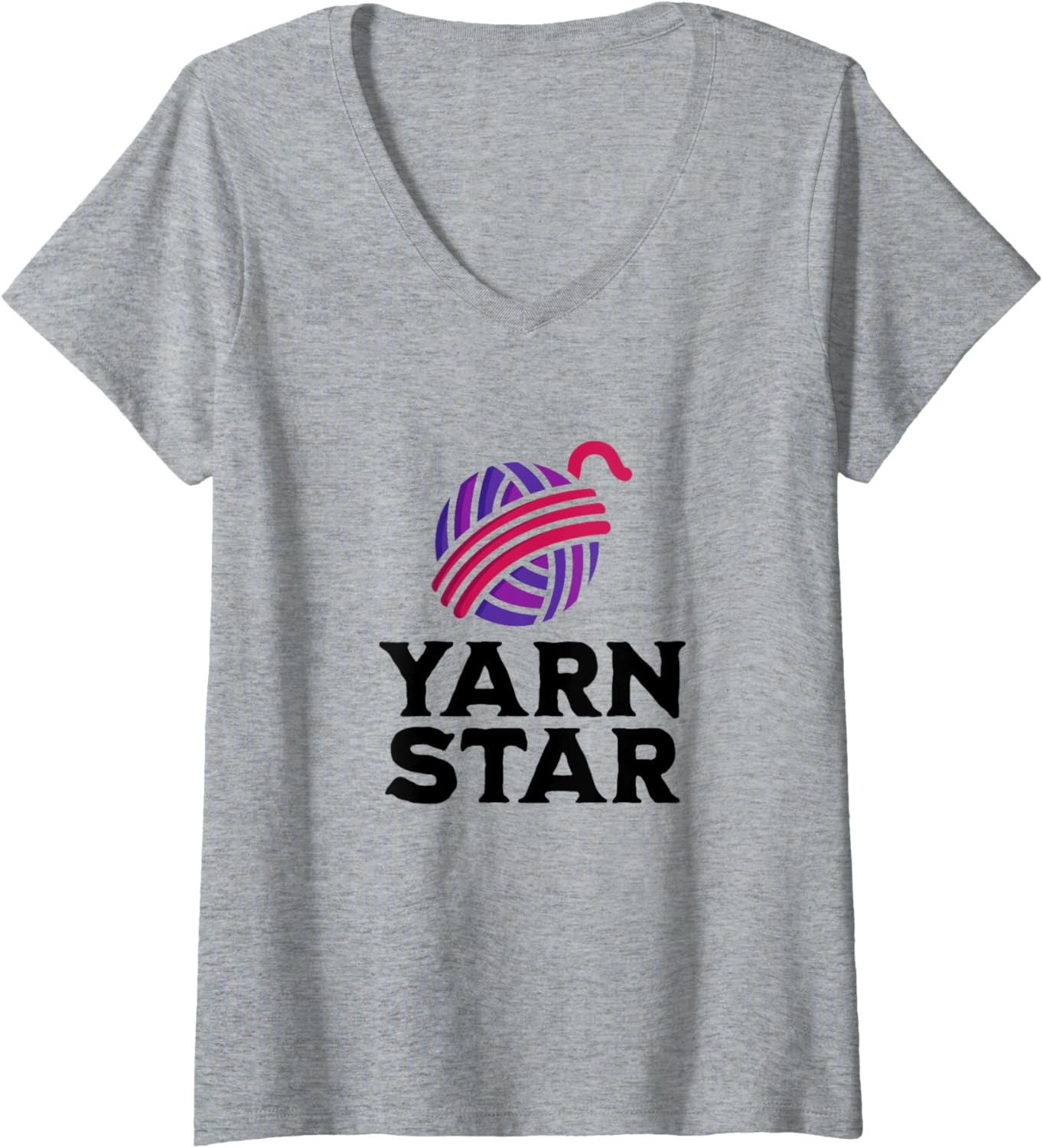Womens Yarn Star, Funny Yarn Knitting Crochet Sayings V-Neck