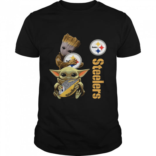 Baby Groot And Yoda Hug Pittsburgh Steelers shirt