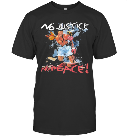Black Leather Boxing No Justice No Peace Butterfly Bee T Shirt