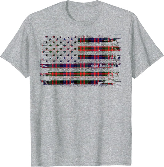 Clan Macdonald American Flag Scottish Tartan Shirt
