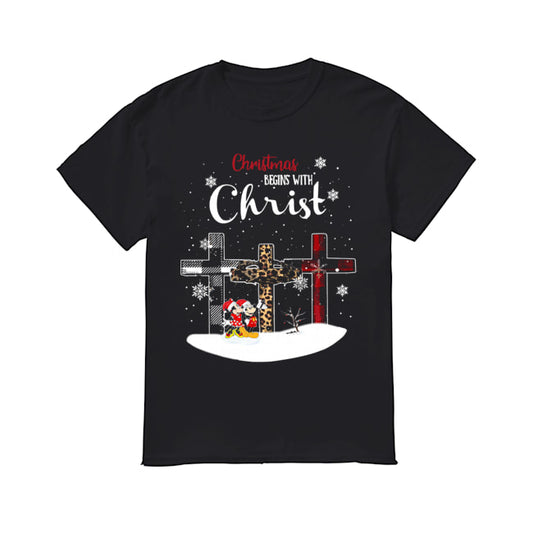 Christmas begins with christ cross Mickey Mouse shirt