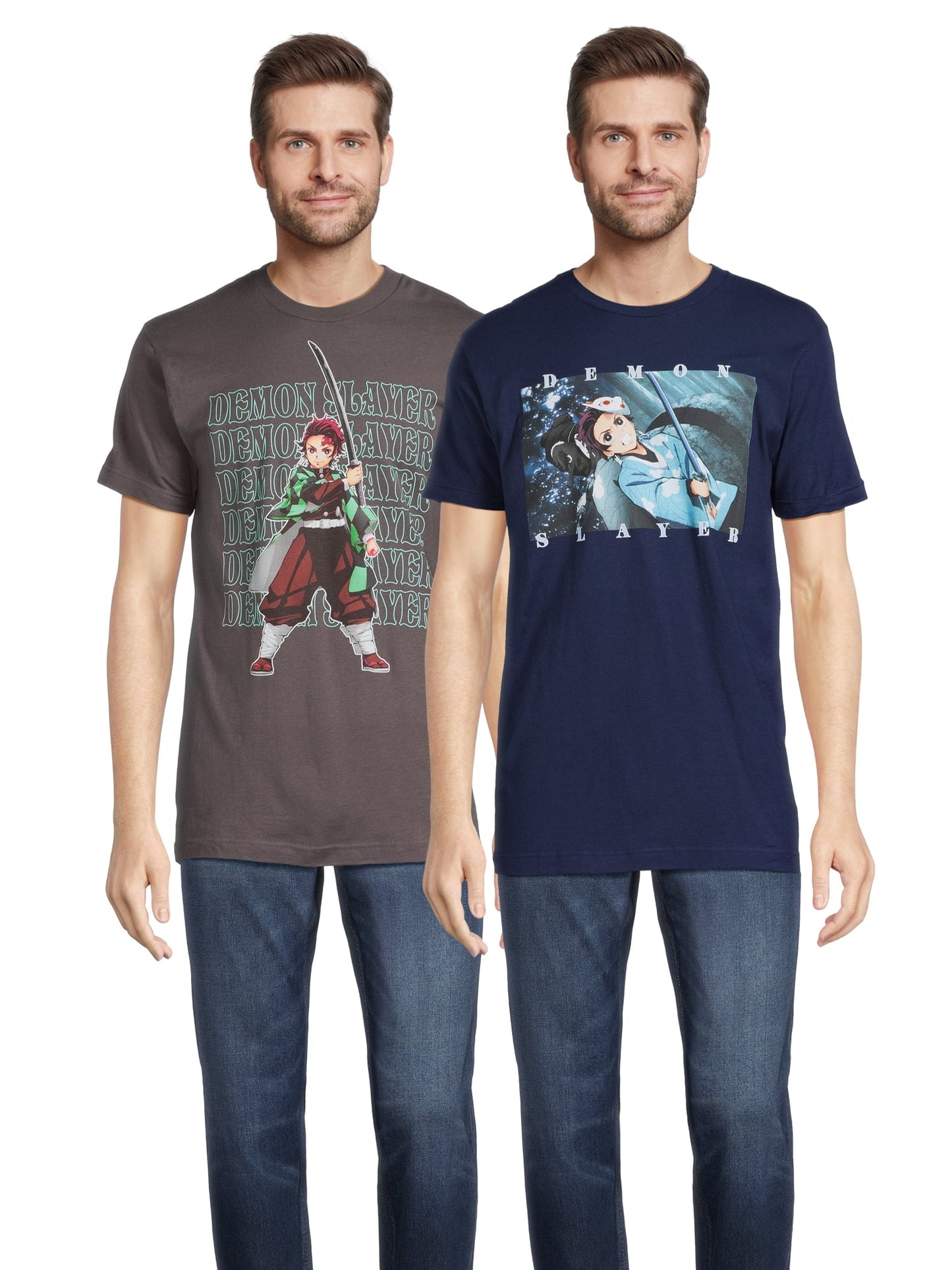 Demon Slayer Men's & Big Men's Graphic Tee Shirts, 2 Pack, S 3XL