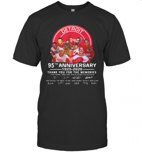 Detroit Red Wings 95Th Anniversary 1925 2020 Thank You For The Memories Signatures T Shirt