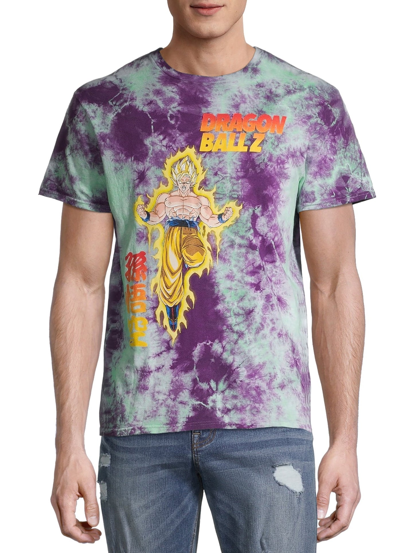 Dragon Ball Z Purple Tie Dye Men's and Big Men's Graphic T Shirt