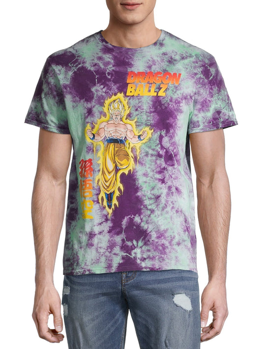 Dragon Ball Z Purple Tie Dye Men's and Big Men's Graphic T Shirt