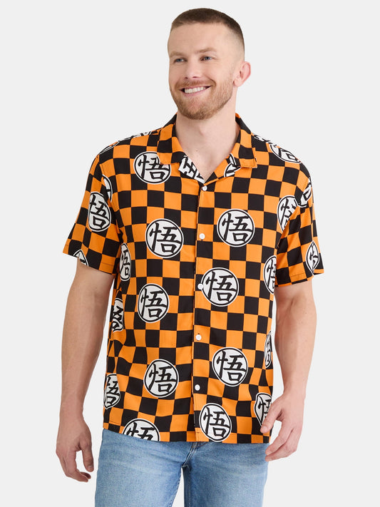 Dragonball Super Men's and Big Men's Graphic Woven Resort Shirt, Sizes XS 5XL