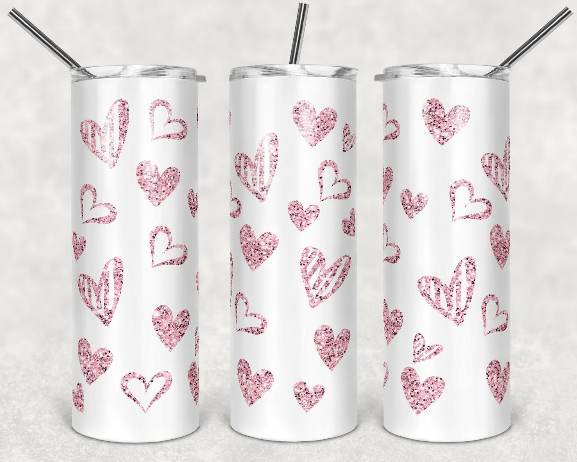 Glitter Sweet Hearts Love Valentines Tumbler