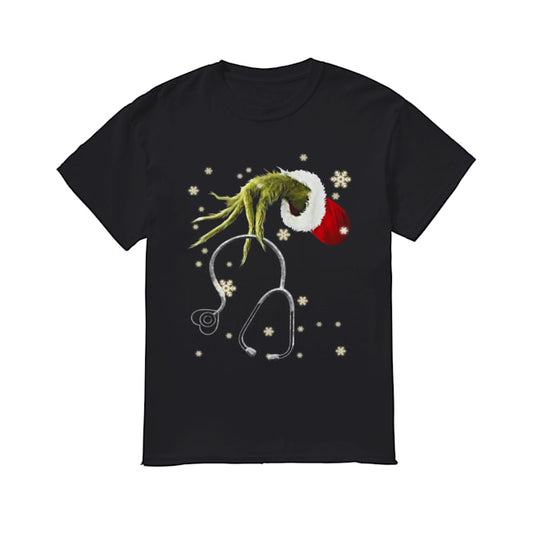 Grinch holding Headphone nurse shirt