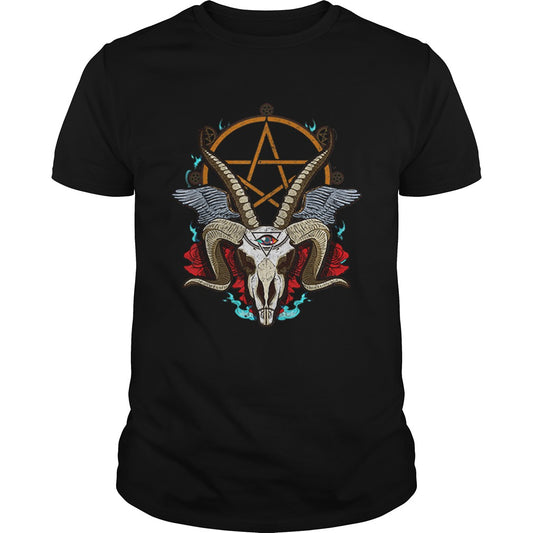 Halloween Baphomet Satanic Goat Ram Head Lucifer Eye shirt