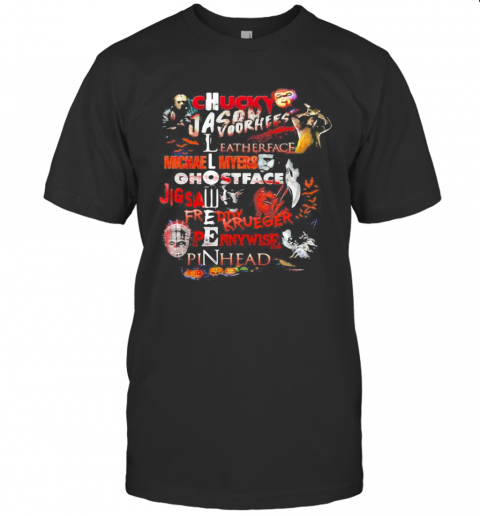 Halloween Chucky Jason Voorhees Leatherface Michael Myers Ghostface Jigsaw Freddy Krueger Pennywise Pinhead T Shirt