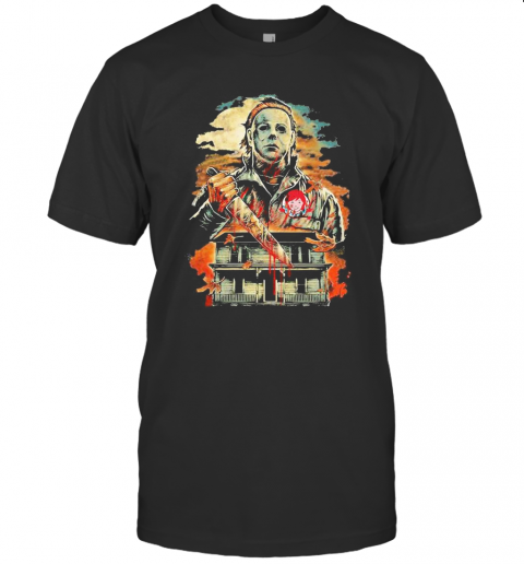 Halloween Michael Myers Holding Knife Fire Wendy'S T Shirt