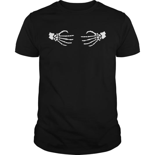 Halloween Skeleton Wrap Around Hands Womens Shirt