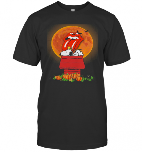 Halloween Snoopy And Woodstock Poster The Rolling Stones Pumpkin Moon T Shirt