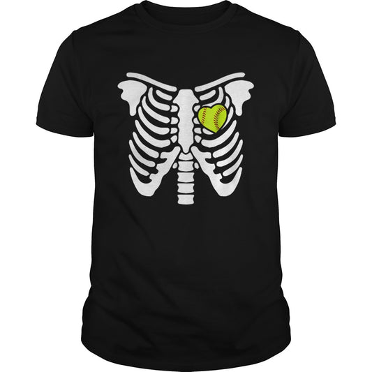 Halloween Softball Softball Heart In Ribcage shirt