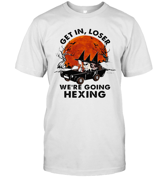 Halloween Witches Get In Loser We'Re Going Hexing Sunset T Shirt