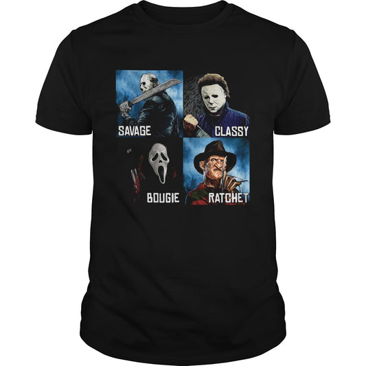 Halloween horror characters savage classy bougie ratchet shirt