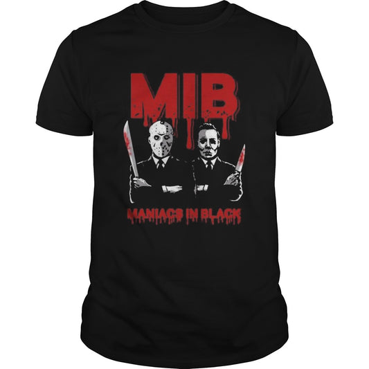Halloween jason voorhees and freddy krueger mib maniacs in black shirt