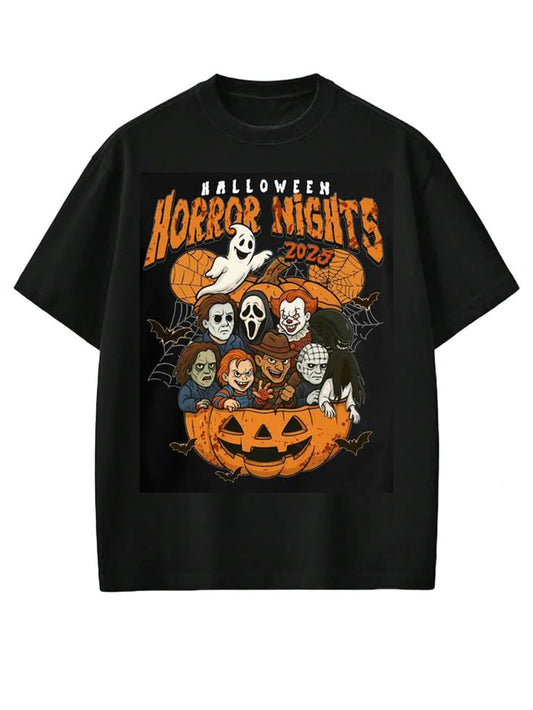Halloween Horror Nights 2025 – Spooky Horror Characters T-Shirt, Halloween Movie Fan Merch Tee, Scary Season 2025 Shirt for Horror Lovers