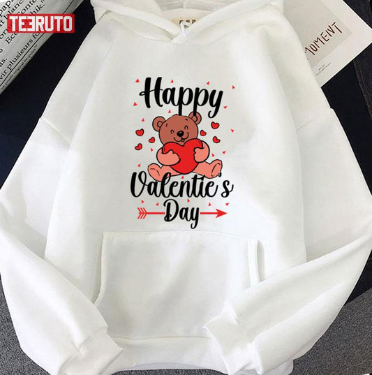 Happy Valentine's Day Teddy Bear Heart Unisex Hoodie