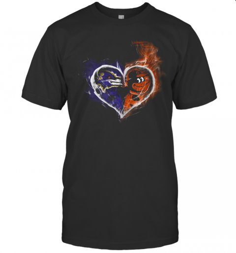 Heart Baltimore Ravens And Baltimore Orioles T Shirt