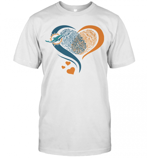 Heart Fingerprint Miami Dolphins T Shirt