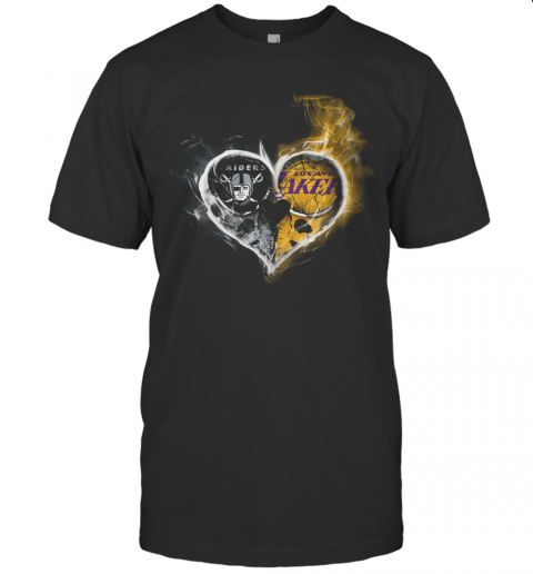Heart Las Vegas Raiders And Los Angeles Lakers T Shirt