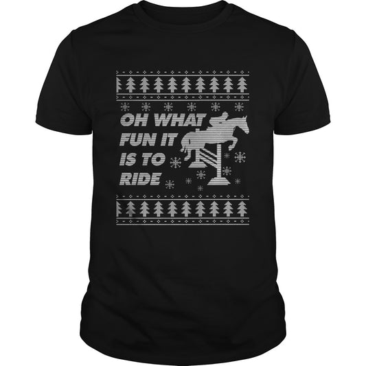 Horse Ugly Christmas Equestrian Jumping Show TShirt