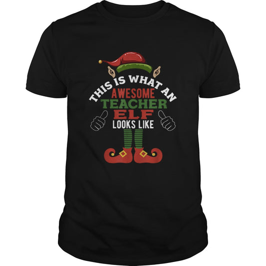 Hot Awesome Teacher Elf Funny Christmas shirt