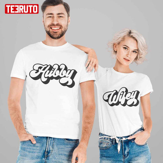 Hubby Wifey Retro Husband And Wife Matching Couple Valentine T Shirt