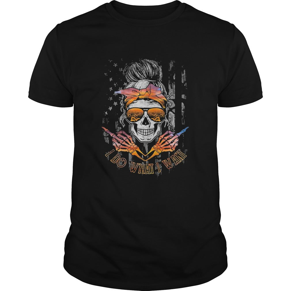 I DO WHAT I WANT SKULL GIRL FLAG shirt