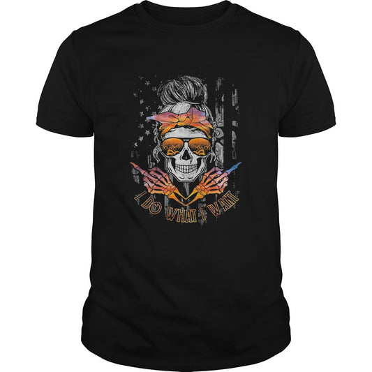 I DO WHAT I WANT SKULL GIRL FLAG shirt