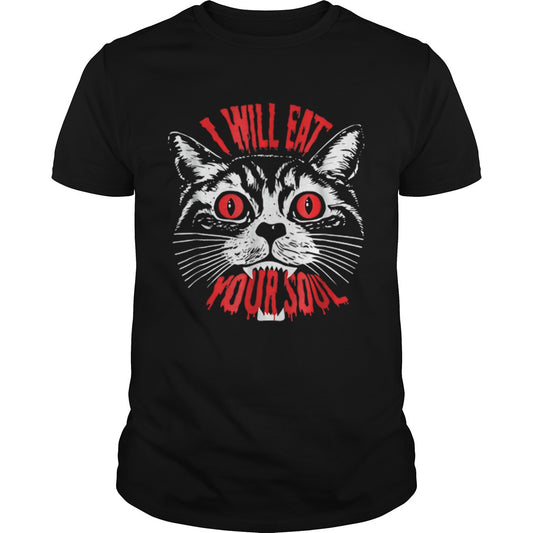 I Will Eat Your Soul Satanic Cat Spooky Halloween shirt