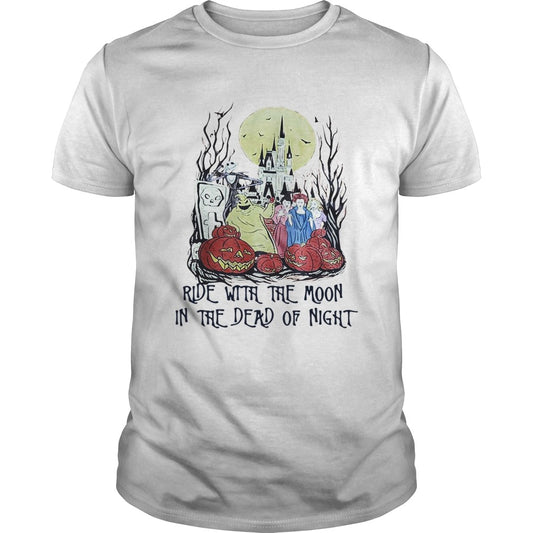 Jack Skellington ride with the moon in the dead of night shirt