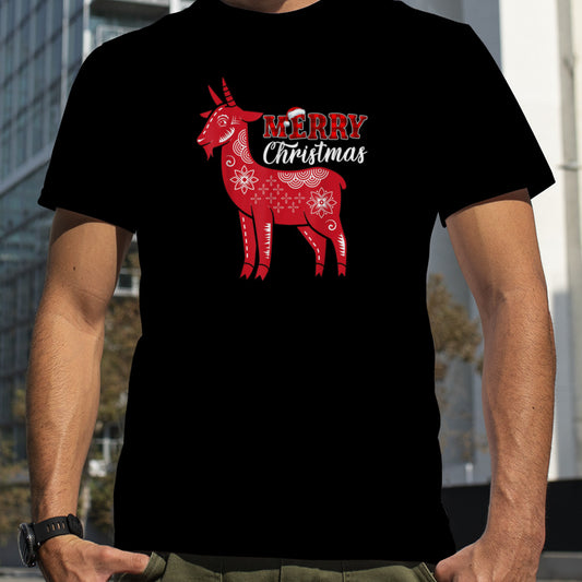 Merry Christmas Buffalo Plaid Red Goat T Shirt B0BNPQV3PX