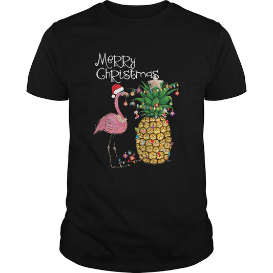 Merry Christmas Pink Flamingo Christmas TShirt