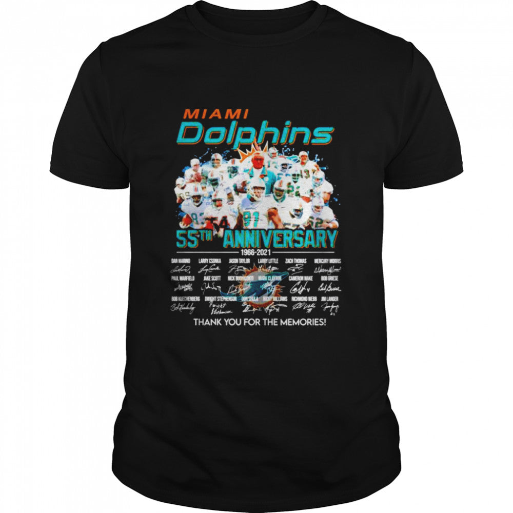 Miami Dolphins 55th anniversary 1966 2021 thank you for the memories signatures shirt