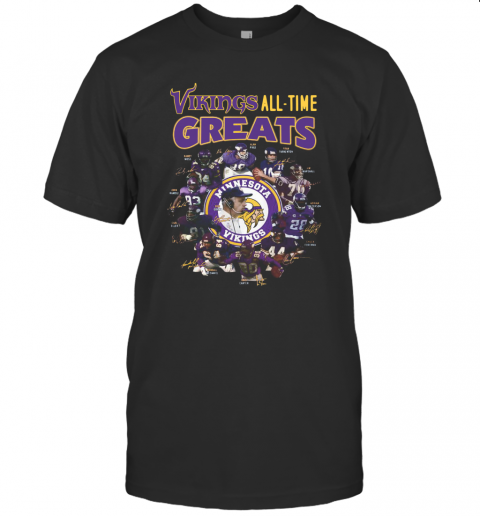 Minnesota Vikings All Time Greats Alan Page Randymoss Carl Eller Signatures T Shirt