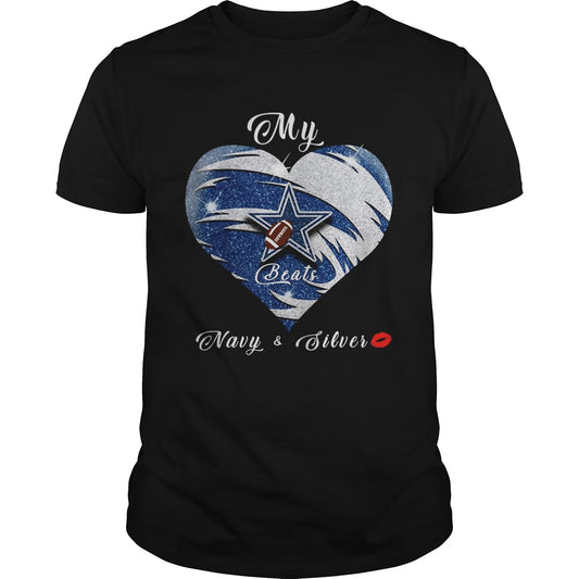My Dallas Cowboys NavySilver Heart Beats shirt
