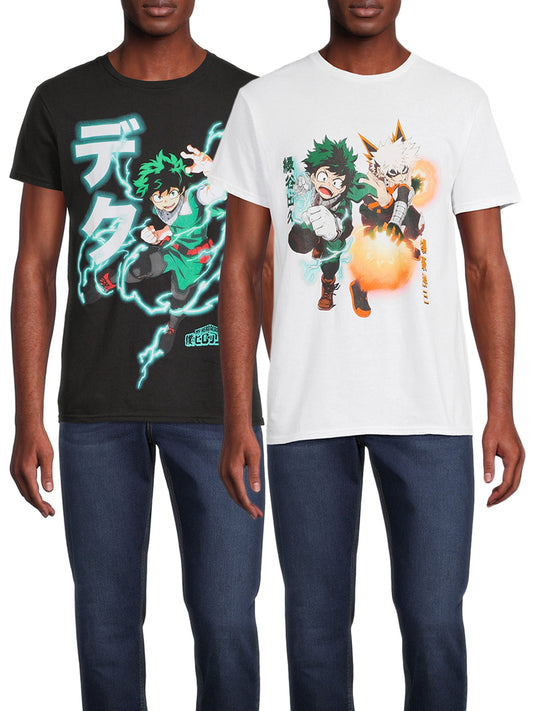 My Hero Academia Men's and Big Men's Graphic Tee Shirts, 2 Pack, Size S 3XL