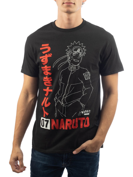 Naruto Shippuden Men's & Big Men's Kanji '07 Anime Graphic Tee Shirt, Sizes S 3XL, Naruto Mens Tee Shirts