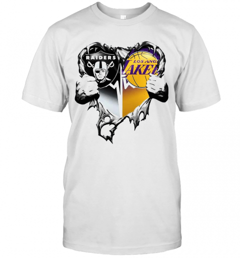 Nice Raiders And Los Angeles Laker Inside Heart T Shirt