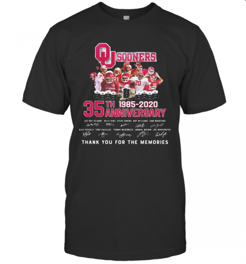 Oklahoma Sooners 35Th Anniversary 1885 2020 Thank You For The Memories Signatures T Shirt