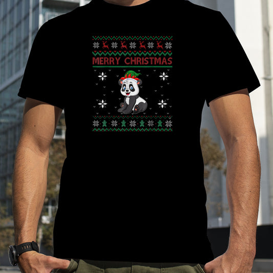 Panda Lover Women Girls Boys Ugly Christmas Sweater T Shirt B0BMB64LNG